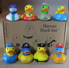INFANTINO HERO RUBBER DUCKS COMPLETE SET OF 8 IN SEALED BOX