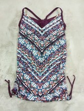 Athleta Marrakesh Tankini Swim Top Womens 34D/DD Side Scrunch Floral Strappy