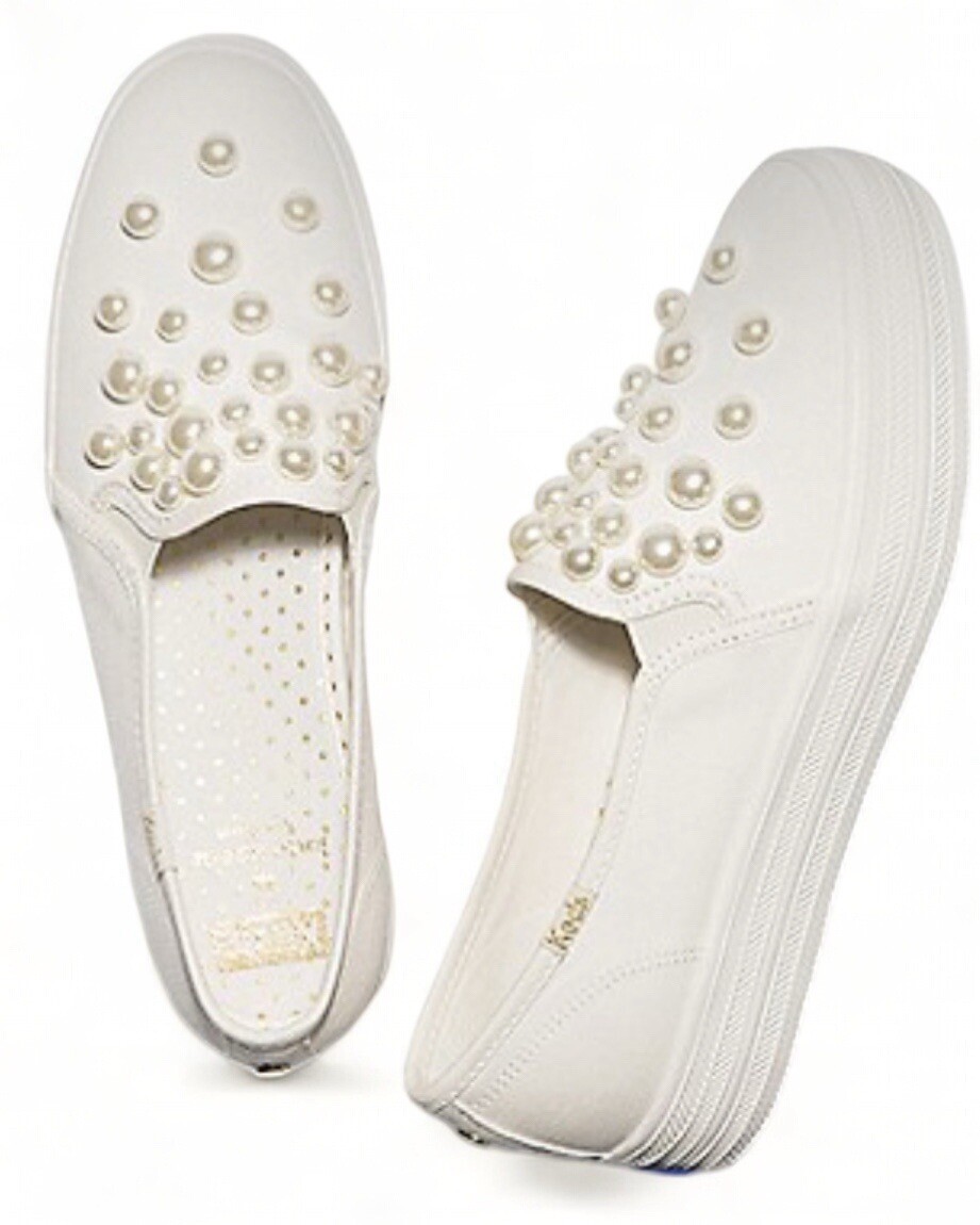 Keds X Kate Spade New York Triple Decker Pearl Embellished Slip-On Sneaker  Sz 11