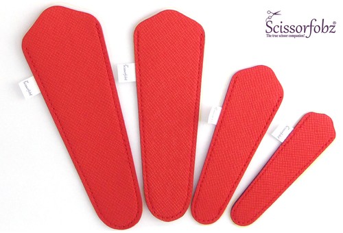 SCISSORFOBZ Designer Scissors Sheath Cover 4pc Pack Textured RED - Picture 2 of 5