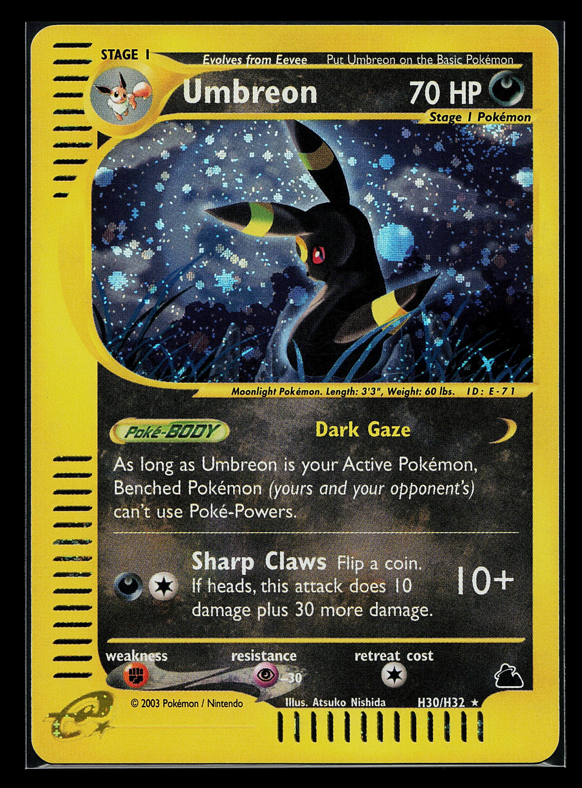 Pokemon Card Umbreon Skyridge H30/H32 Holo Rare Humber and North Yorkshire Health and Care