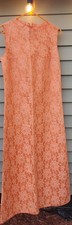 1970s Handmade Vibrant Orange Lace Long Gown Size 8
