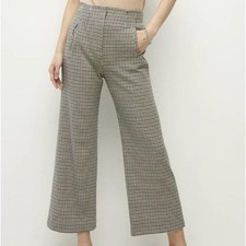 Veronica Beard Dova Wide Leg Crop Pants Womens 10 Houndstooth Career Office