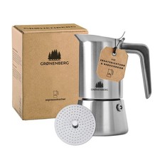 Groenenberg Espressokocher Edelstahl 4 Tassen (200 ml) | Espressokanne Induktion