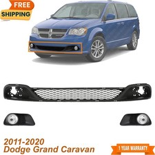 Front Lower Grille & Fog Light Pair For 2011-2020 Dodge Grand Caravan
