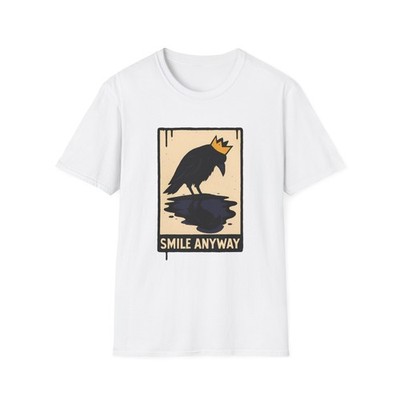 Unisex Softstyle T-Shirt Crow Paper Crown Ink Puddle Surreal Minimalism