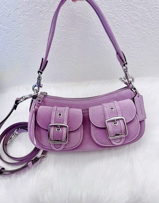 Coach Ashton Shoulder Bag Crossbody In Suede/Silver/Light Violet CDA95 NWT