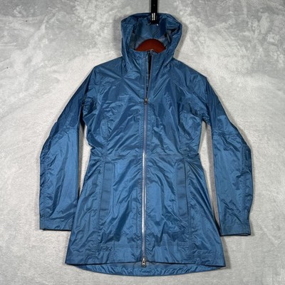 Outdoor Research Helium Traveler Jacket Womens Small Blue Hooded Rain Waterproof
