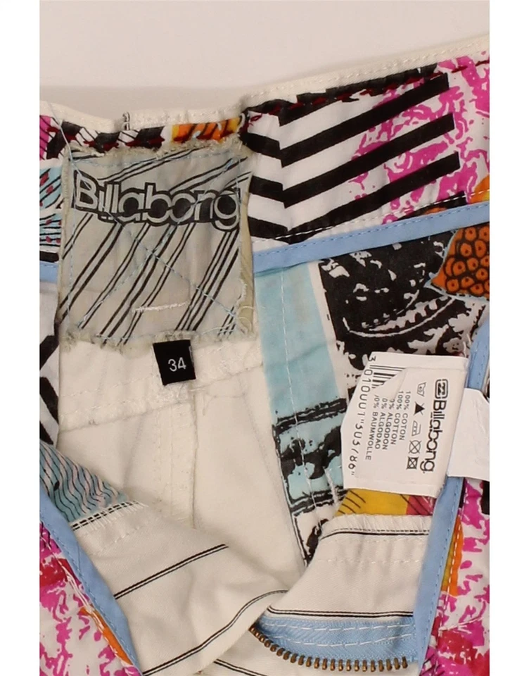 Pantalones Cortos Chinos BILLABONG Para Hombres W34 Grandes Blancos Algodón a Rayas DV10 Foto 4 de 4