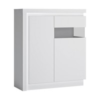Highboard Wohnzimmerschrank Vitrinenschrank 108 Cm Breit Weiß Hochglanz