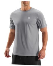 Men's Workout Breathable Grid T-Shirts Dry Fit UPF 50 Sun X-Large Silver Grey