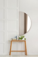 MirrorOutlet Large Frameless Moon Semi Circle Wall Mirror - 47"x 24" (120x60cm)
