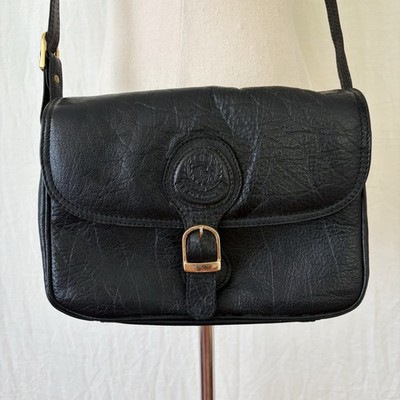 Oggi Domani Black Leather Messenger Handbag Shoulder Adjustable Strap Buckle