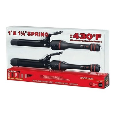 BaByliss Pro Nano Titanium Curling Iron Barrel Set 1'' & 1¼'' Black