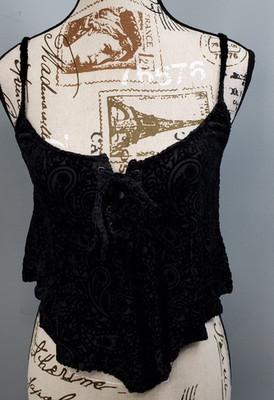 Killstar Cosmic Certainty Velvet Tank Top Women M Black Paisley Adjustable Strap