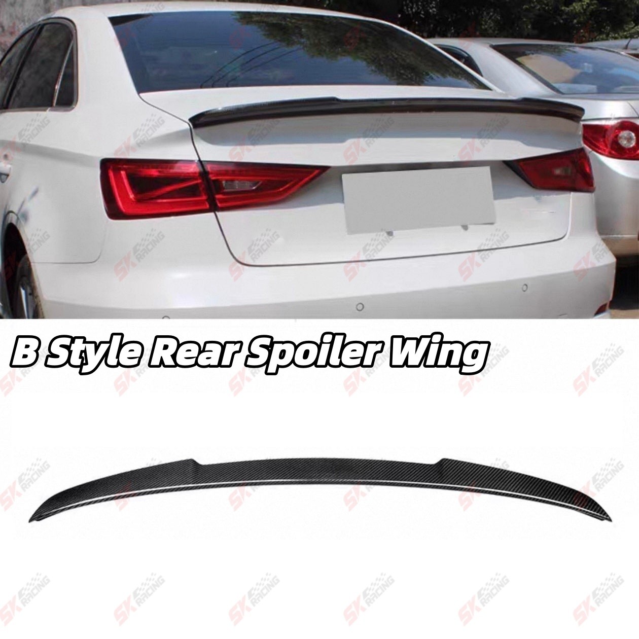 Rear Trunk Spoiler Wing Fits For Audi A3 S3 2015-20 Real Carbon Fiber Auto Parts