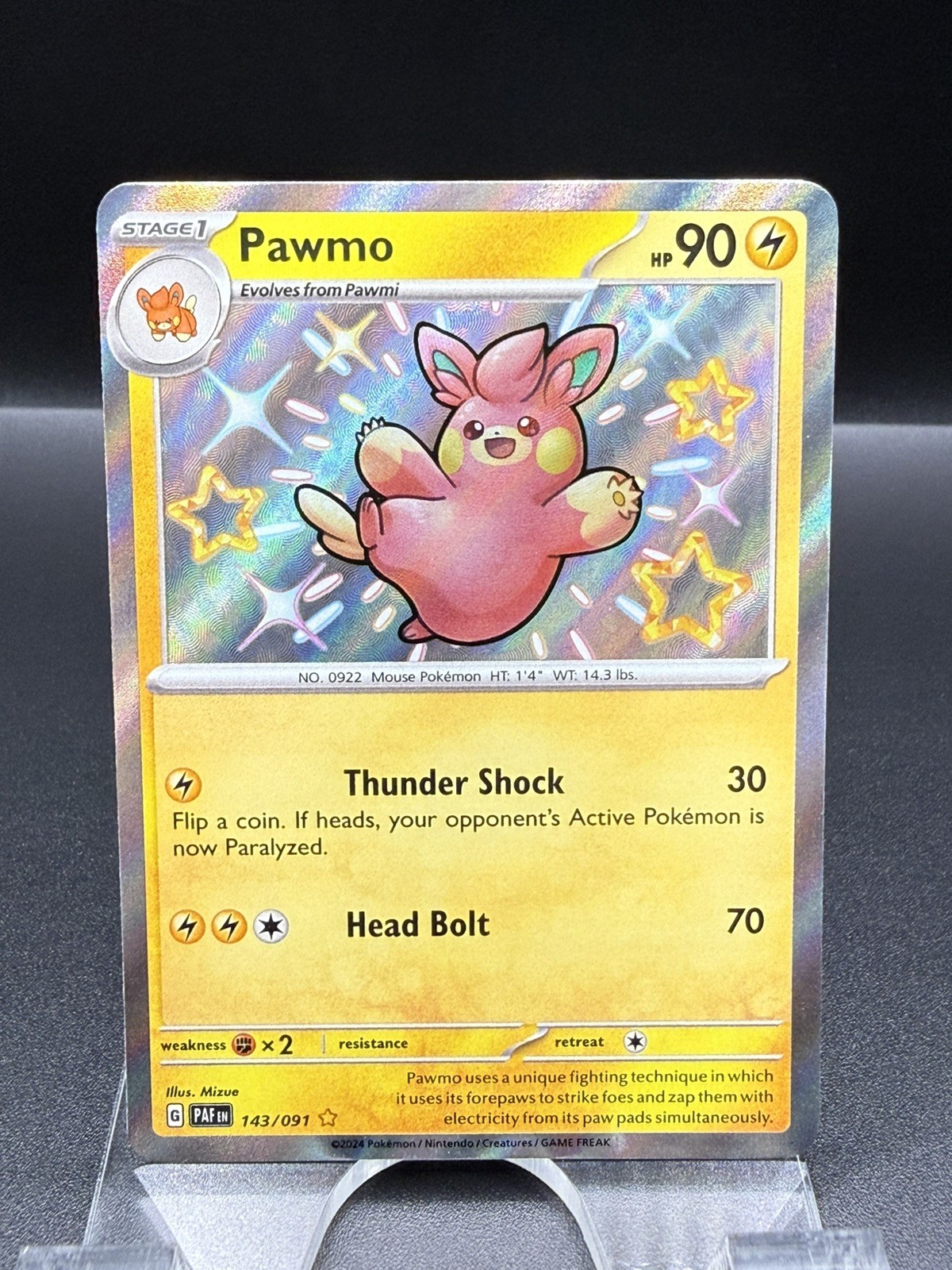 Pawmo Shiny Rare SV: Paldean Fates 143/091 NM