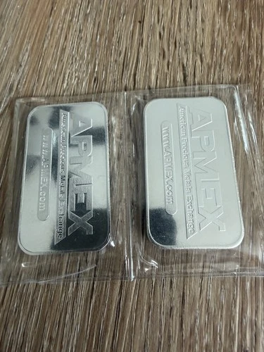 2 APMEX 1 Troy Ounce .999 Fine Silver Bar | Bullion Lot of 2