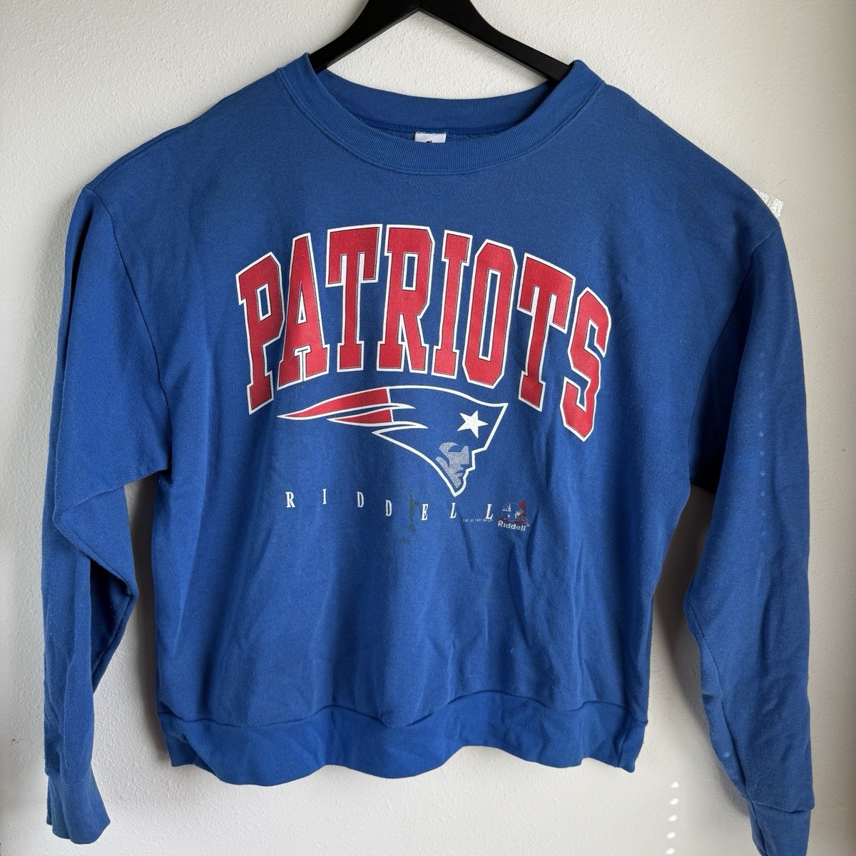 Vntg New England Patriots Sweatshirt Blue Size 2XL Crewneck 1997