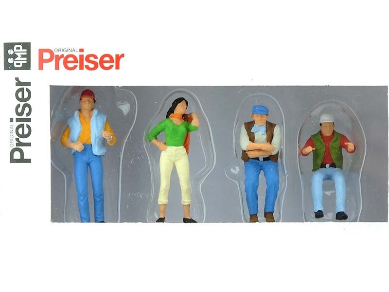 Figurines de collection PREISER Routiers et autostoppeuse échelle O 1/43 en plastique injecté