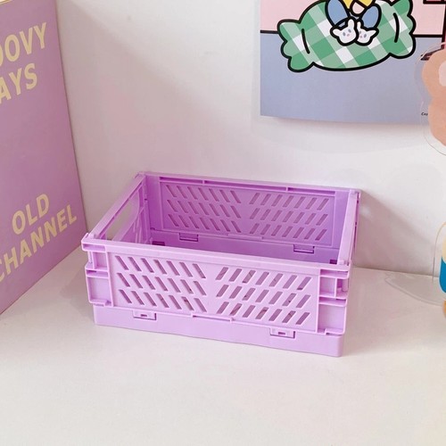 UK Folding Collapsible Storage Crates Plastic Basket Stacking Kitchen Desk Boxes - Picture 16 of 24