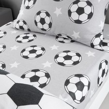 Image of Catherine Lansfield Cotton Football Stars Fitted Sheet Soft Warm Bedding UK