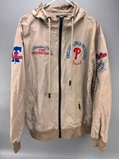 Pro Standard Philadelphia Phillies Beige Full Zip Hooded Windbreaker Jacket Sz L