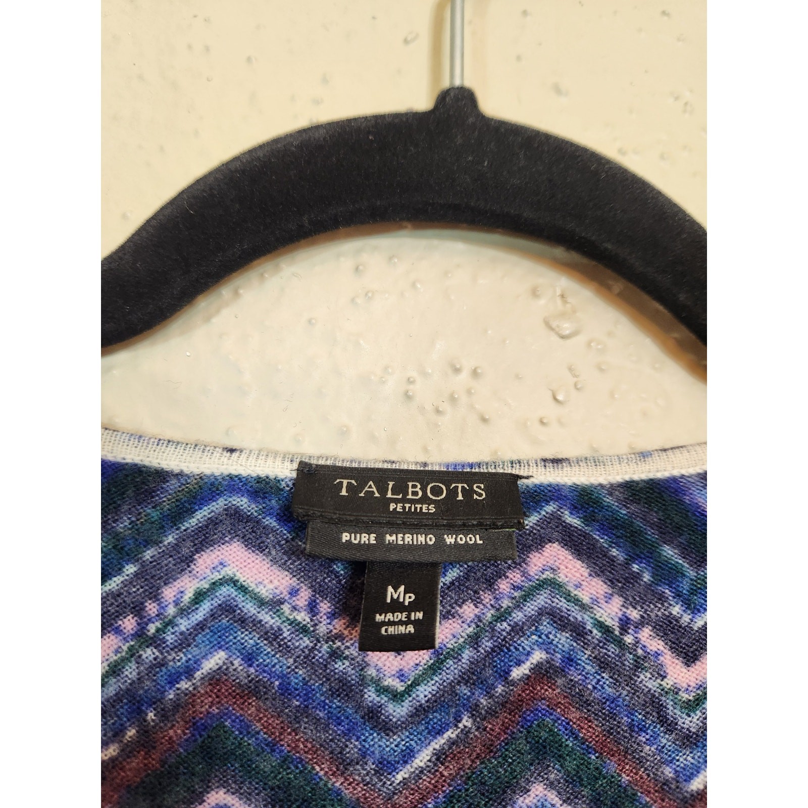 Talbots Womens Blue Zig Zag Pattern Pure Merino W… - image 3