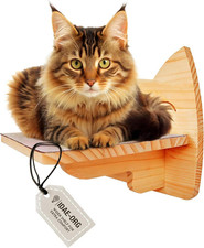 IDAE Cat Wall Shelf  Modern Wall-Mounted Furniture with Face Design Wooden Perch