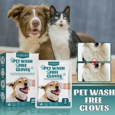 For Cat Dog 10Pcs Hypoallergenic Deodorizing A Bathing Wipes Pet Cleaning Glove