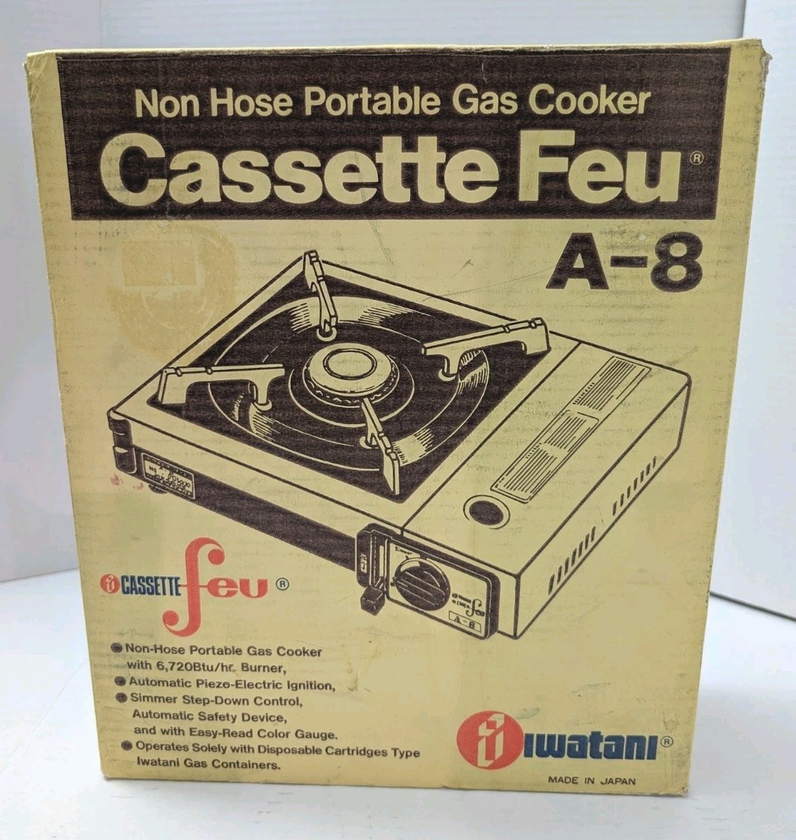IWATANI Cassette Feu Portable Butane Gas Burner Camping Stove A-8