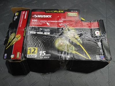 Husky VividFlex 100ft 12/3 Heavy Duty Indoor/Outdoor Extension Cord 1009127984