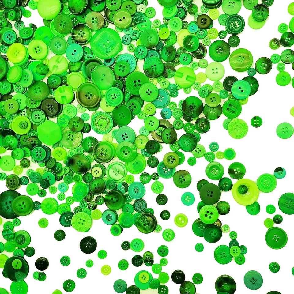 1600 peças botões verdes para artesanato tamanhos variados botão verde artesanato a granel Assor - Imagem 3 de 4