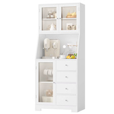 Kitchen Pantry Cabinet 4 Drawer 3 Door Tall Storage Cupboard with Worktop Units