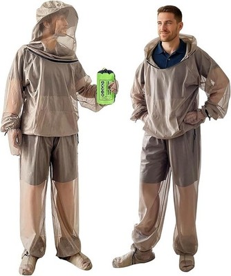 C ICLOVER 4-Piece Mosquito Jacket, Bug Jacket with Hood for Men Women