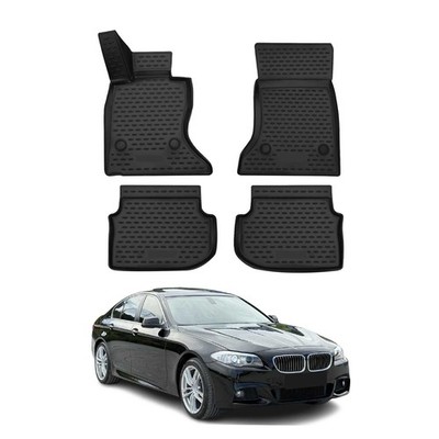 OMAC Floor Mats Liner for BMW 5 Series F10 F11 4WD xDrive 2010-2013 TPE Black 4x