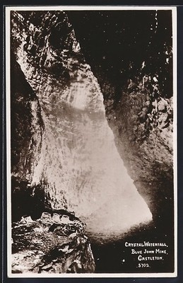 Castleton, Blue John Mine, Crystal Waterfall, Ansichtskarte 1944 