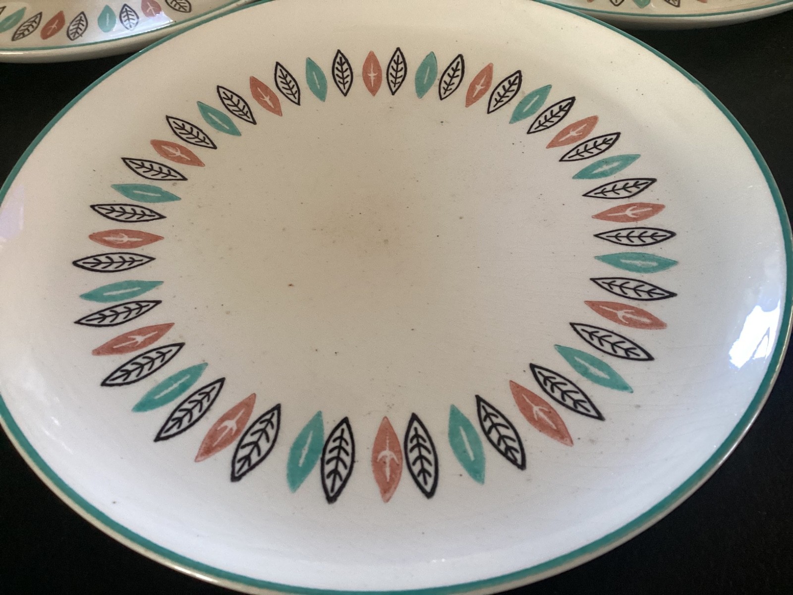 (3) Vintage Marcrest Nordic Mint 10" Dinner Plates & (6) Matching Coffee Cups