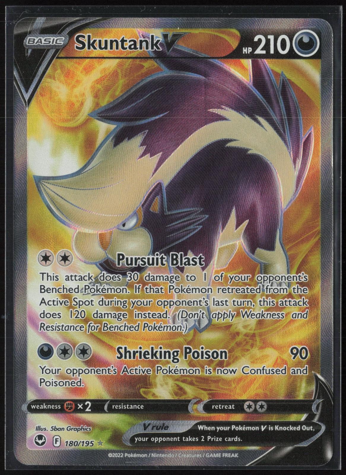 Skuntank V 180/195 Ultra Rare Silver Tempest Pokemon NM/LP