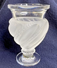 Lalique Frosted Crystal Glass -Footed Swirl Glass, Engraved