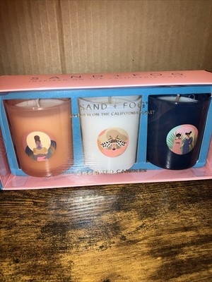 Sand + Fog (3) 4oz Candle Trio Ocean Mist/Crisp White/Tropical Citrus Boxed NEW