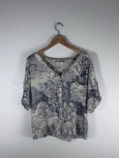 Quiksilver Collection Women s Small Coral Reef Print Button Front Blouse Top