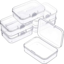 6-Piece Mini Plastic Clear Bead Storage Container Box for Small Items Jewelry