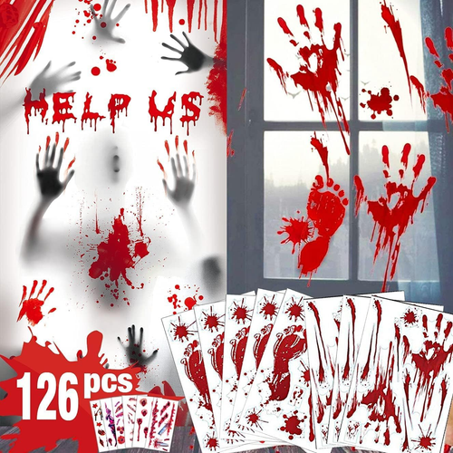 Set 4 Adesivi Giganti Per Finestre Halloween - Pipistrelli E Ragnatele, Decorazione Elettrostatica 40x70 Cm