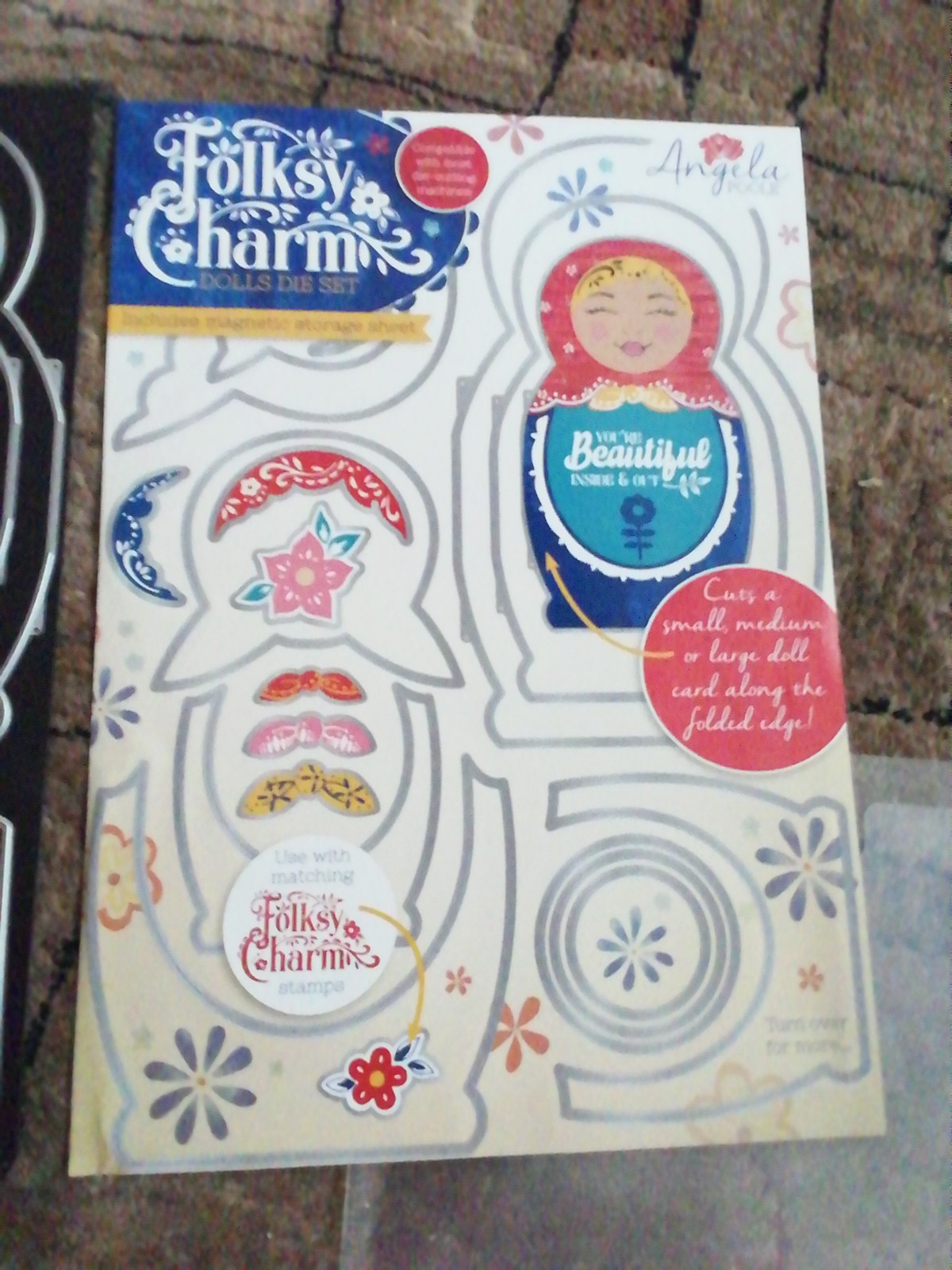Angela Poole Die Set Folksy Charm Nesting Dolls Folk Art Mixed Media Papercraft