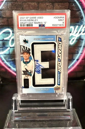 2021 SP GAME USED RYAN MERKLEY DRAFT DAY MARKS-"E". RPA SP /35. PSA 9. POP 1 - product listing photo