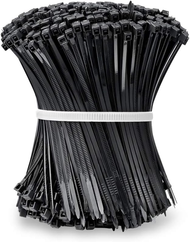 1000 Pack of Black Cable Ties, 100mm x 2.5mm, 4"" Tie Wraps - Self Locking Small