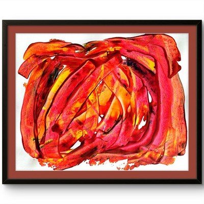 Reds Contemporary Abstract Original Signed Paper Wall Art Acrylic 11x14 BACH