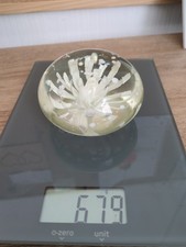 Vtg Magnum Art Glass Paperweight White Floral Moonflower Controlled Bubble 679g
