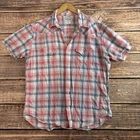 JCrew Shirt Mens Large Snap Button Tee Plaid Pockets Cotton Casual Lightweight